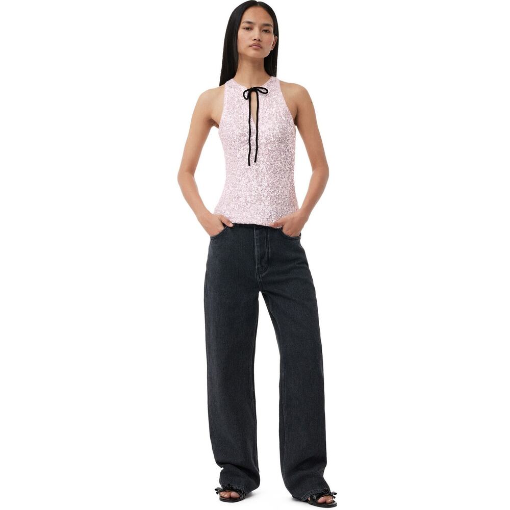 Ganni 3D Sequins Top Mauve Chalk - Picture 3 of 13